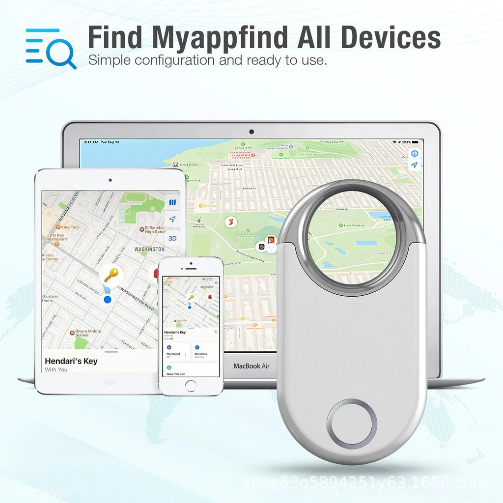 Compact black GPS tracking device for pets and children showing front display and side profile
