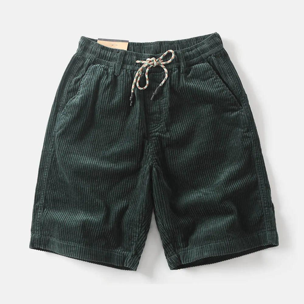 Men's khaki retro American-style straight-leg cargo shorts made from polyester for summer