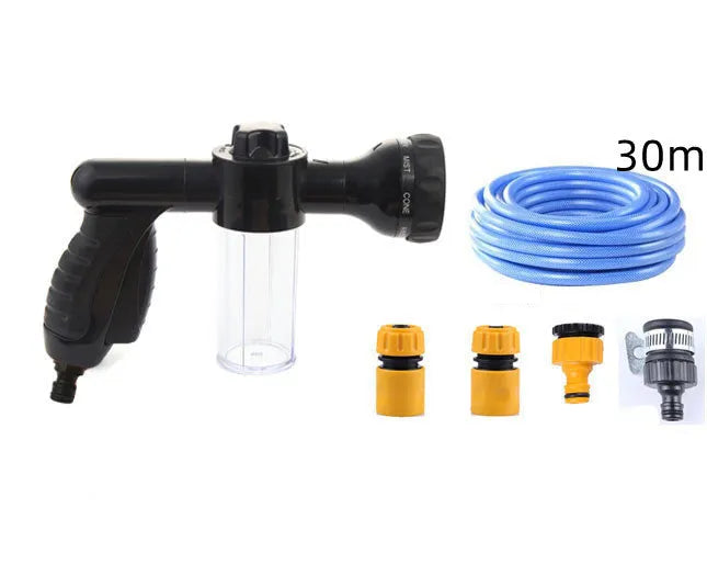 Green high pressure foam spray gun with adjustable nozzle for car washing and garden watering