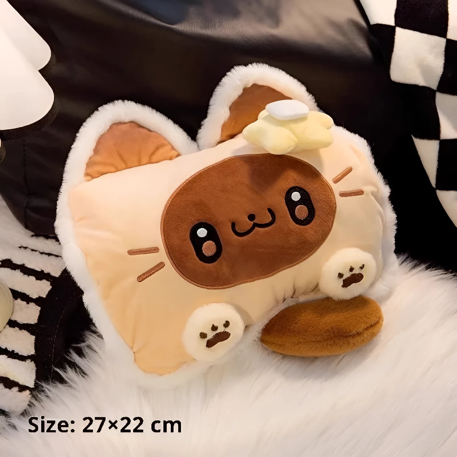 New charging explosion-proof plush cover hot-water bag in Flower Siamese Kitten pattern with double side heating
