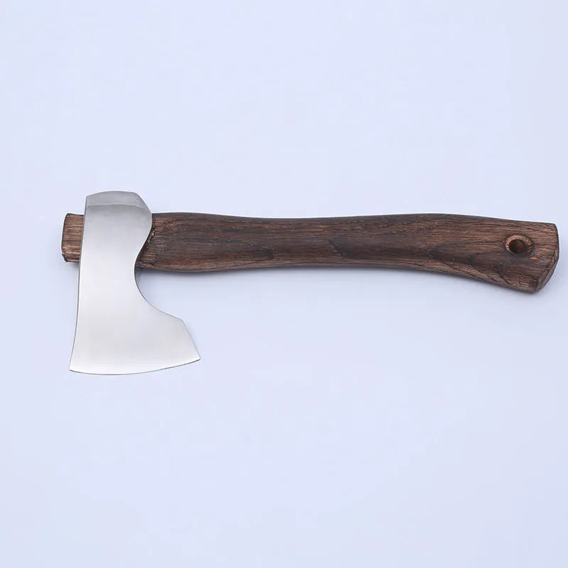 Camping axe with wooden handle and high carbon steel head, 250mm length