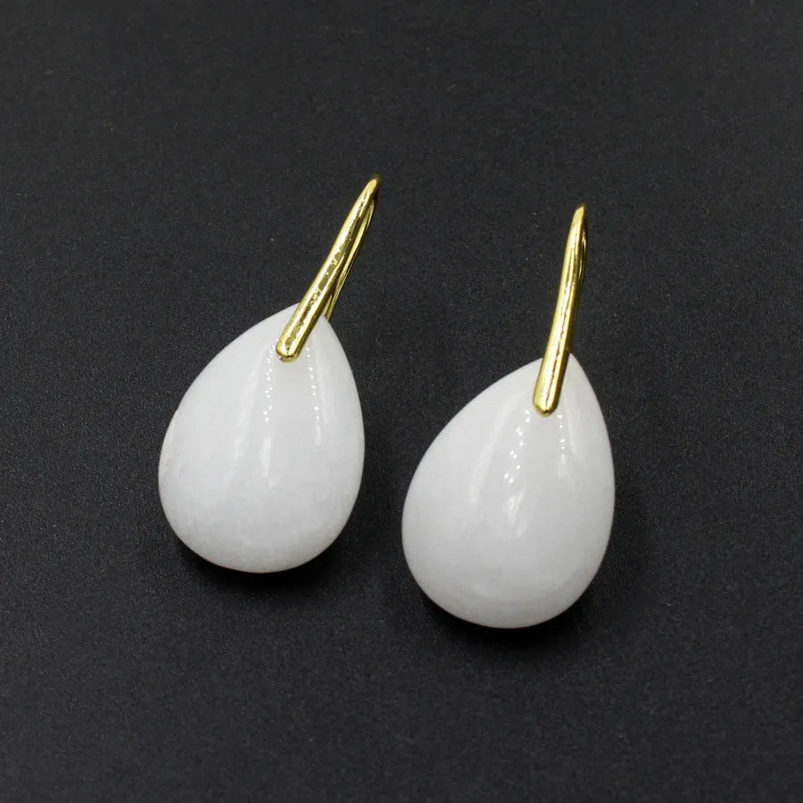 Geometric water droplet crystal earrings in multiple colour options with electroplated metal details