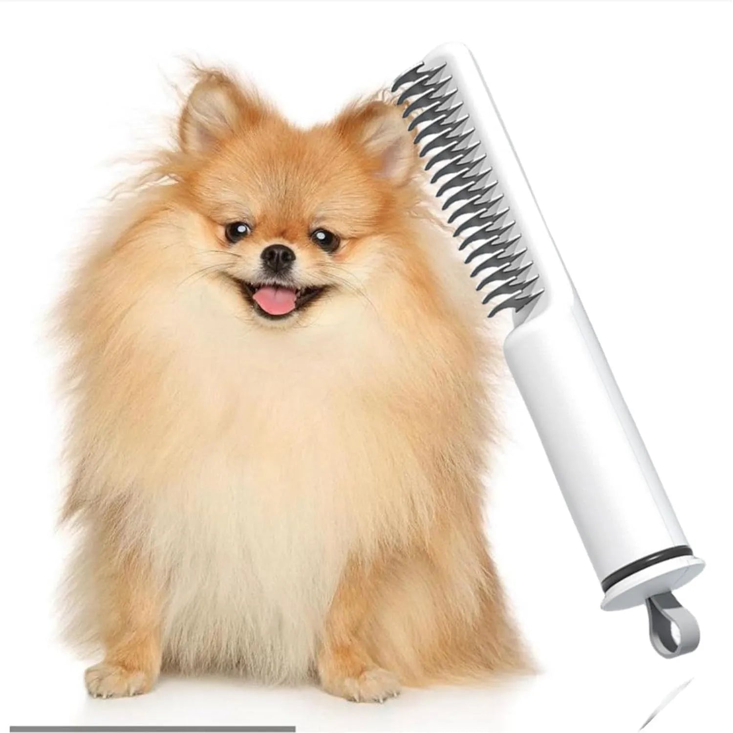 Stainless steel pet dematting comb for dogs with pink handle removing knots from coat