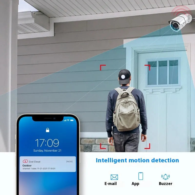 ZOSI Zhou Shi 4-camera POE security system with network video recorder for outdoor monitoring