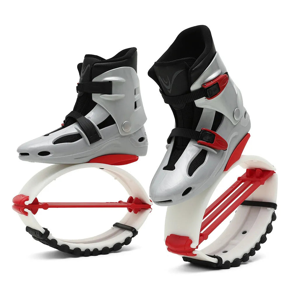 TPU sports bouncing machine shoes in various colours showing UK sizing from 33 to 44