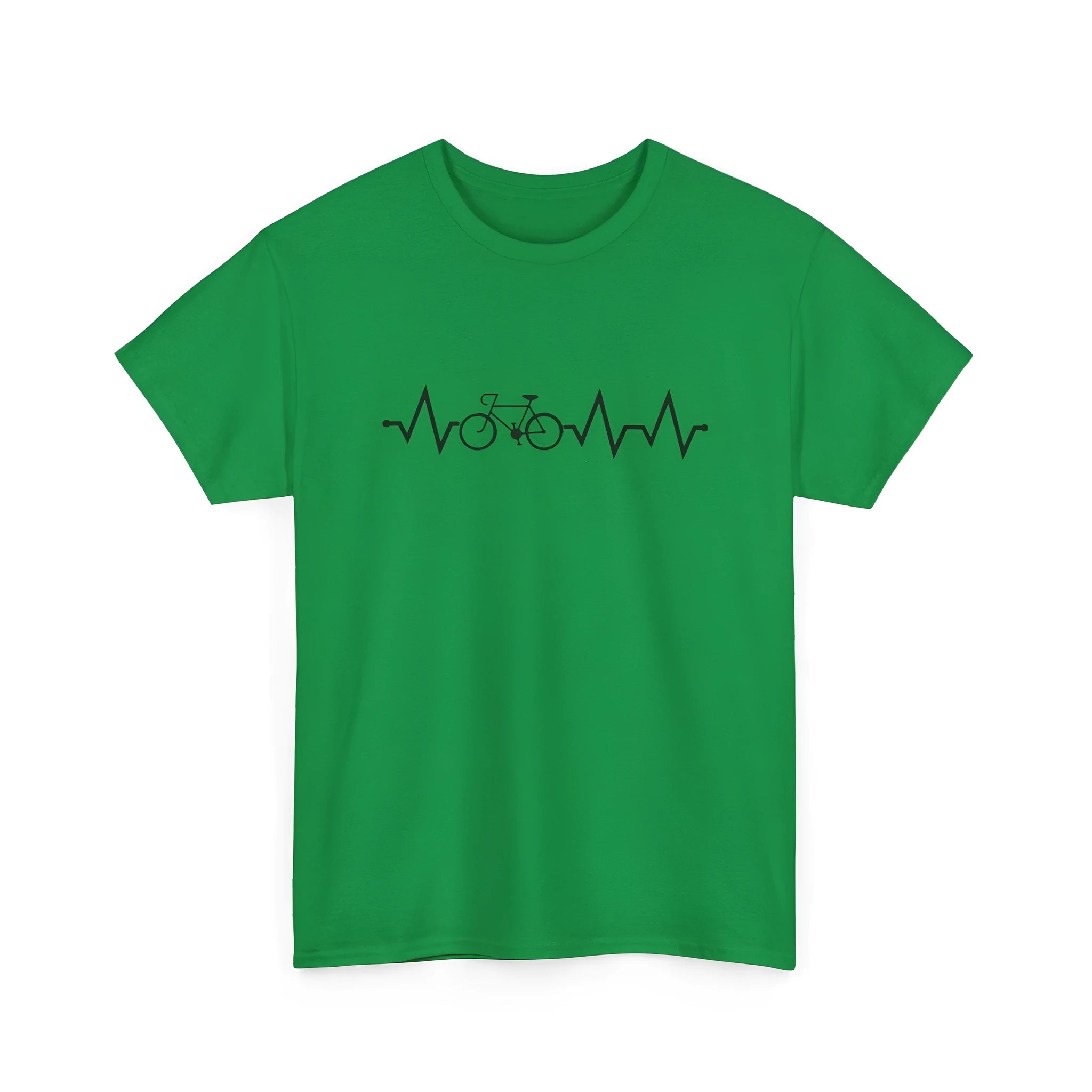 Green women's short-sleeve cotton t-shirt with a printed creative letter design.