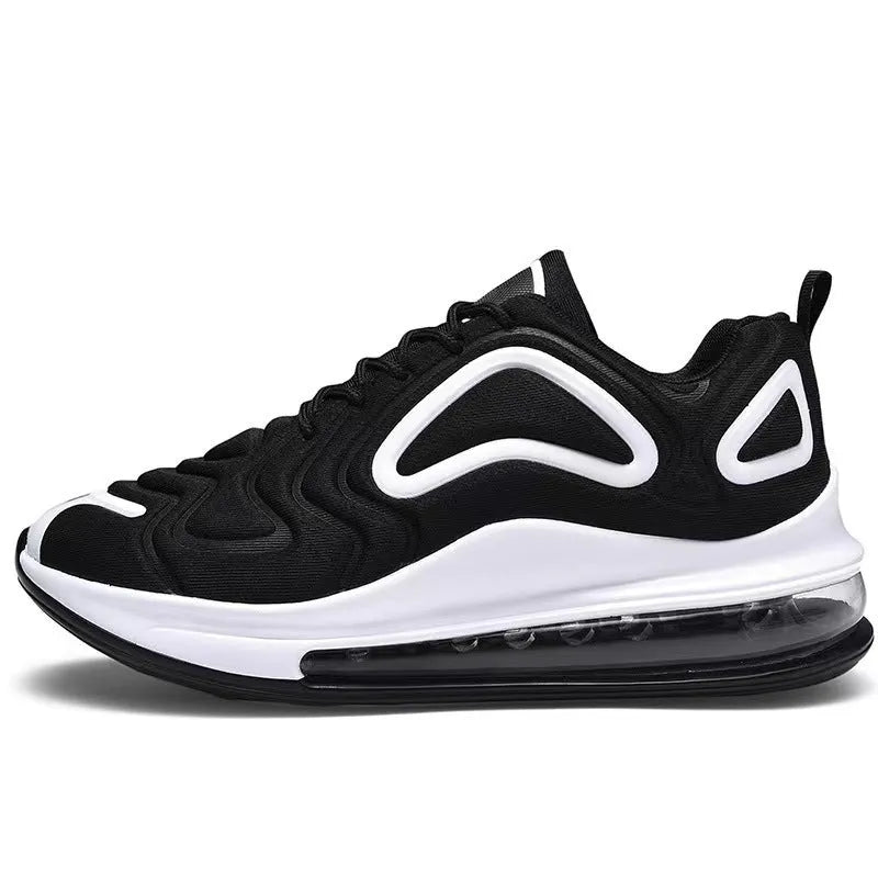 Men's black casual sneakers with a thick sole and lace-up design.