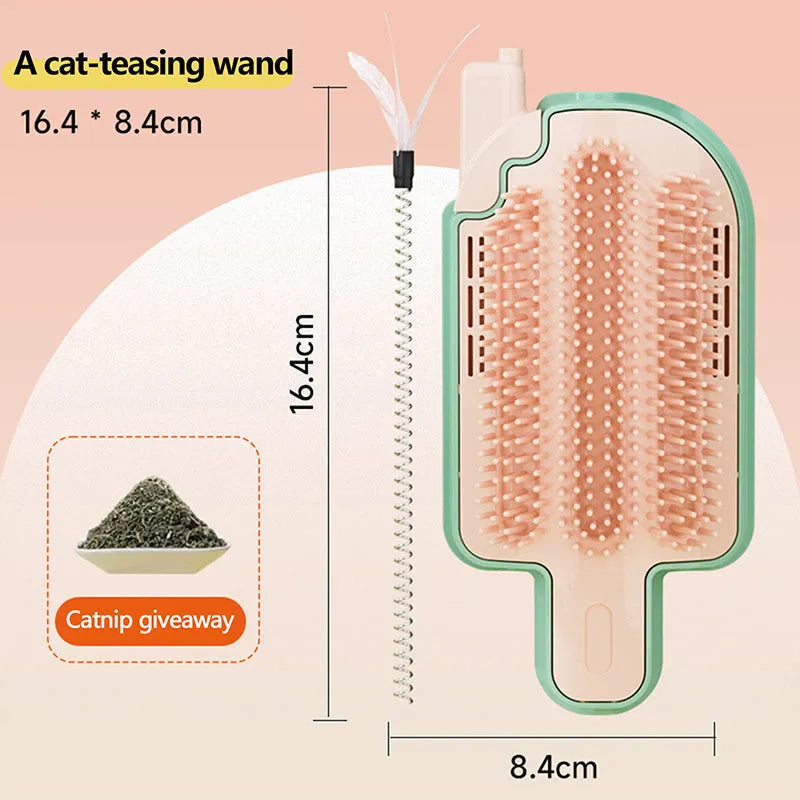 Ice cream cone shaped cat scratching toy with feather or mint ball attachments
