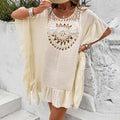 Beach crochet stitching dress swimsuit with patchwork skirt design in four colour options