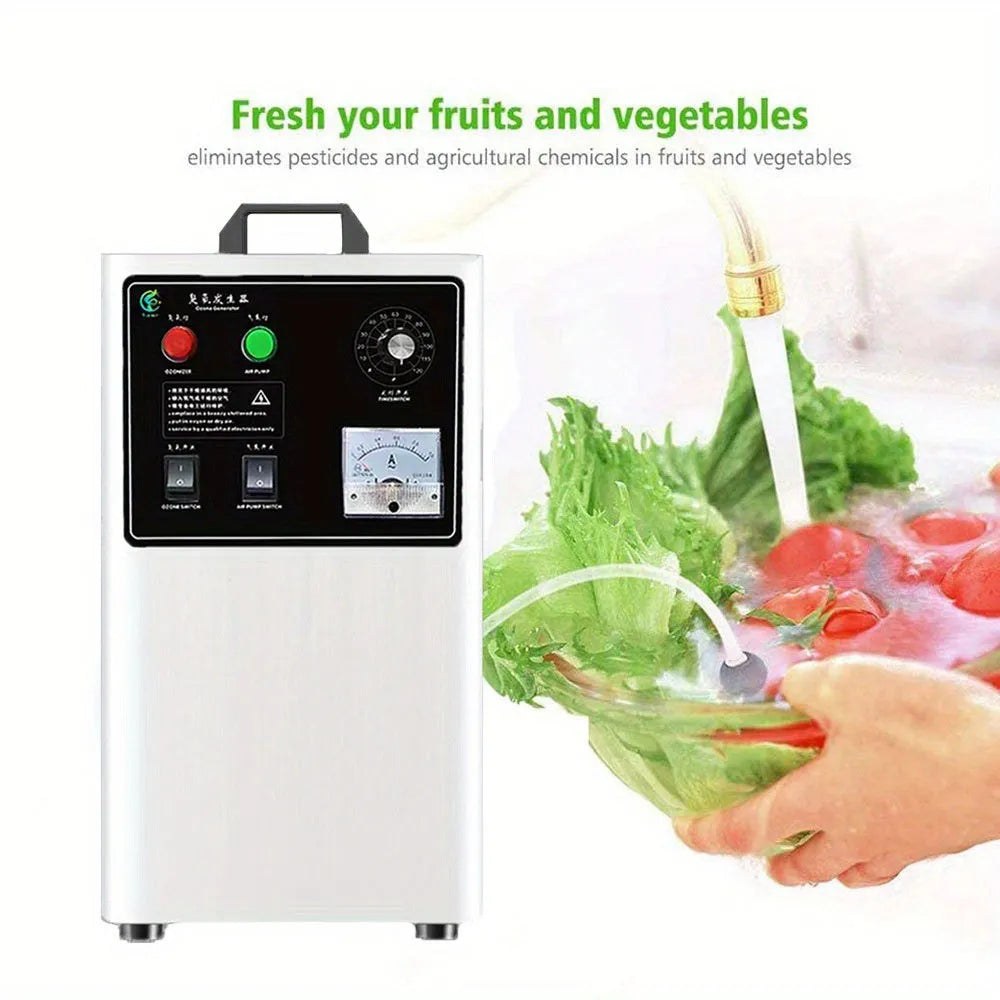 Fruit and vegetable ozone generator machine with 20g/h output in stainless steel or white colour options