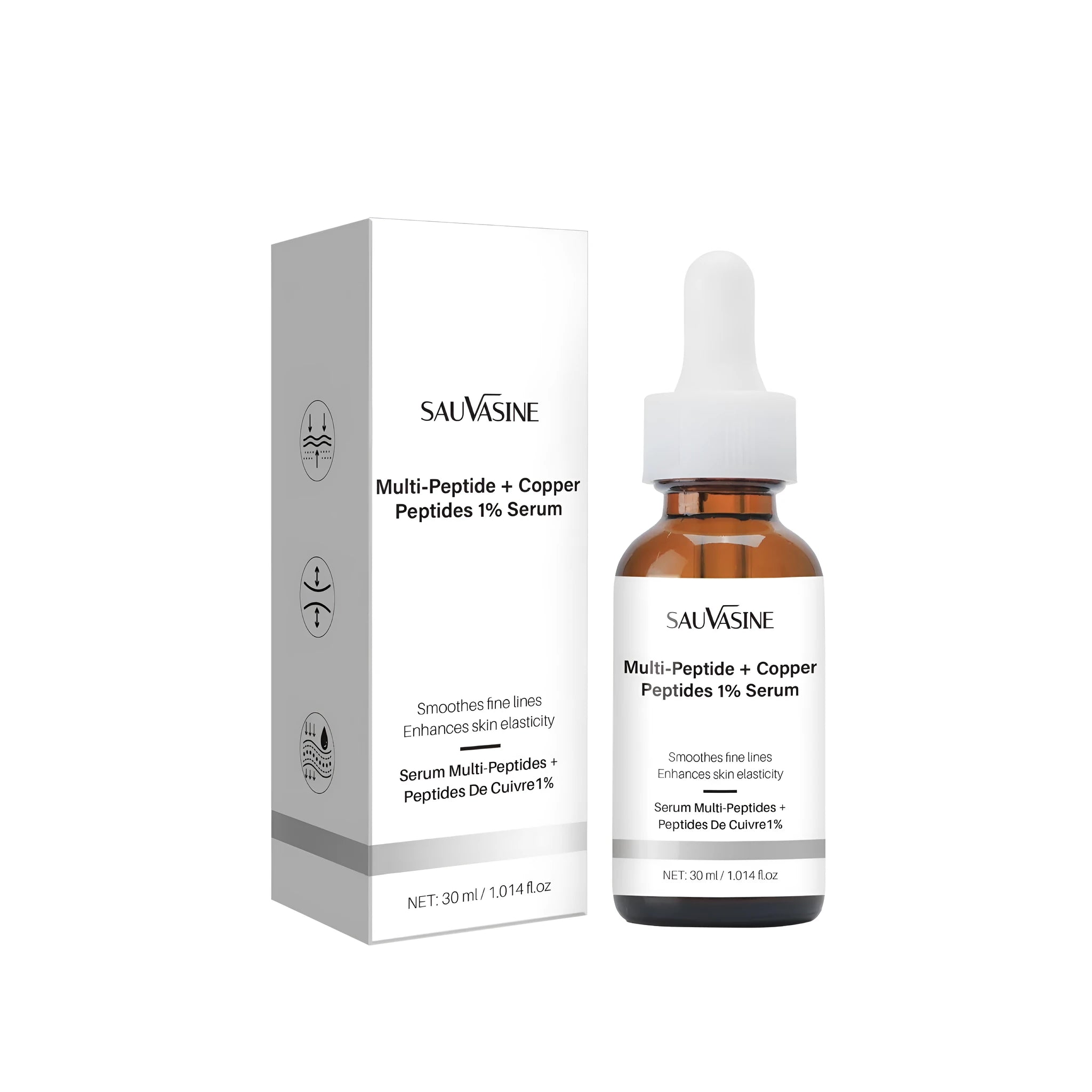 30ml glass bottle of anti-wrinkle moisturising facial oil with dropper