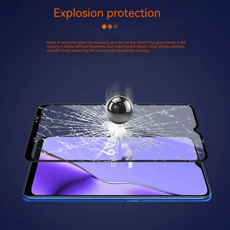 OPPO A9 2020 black full glue tempered glass screen protector with anti-fingerprint coating