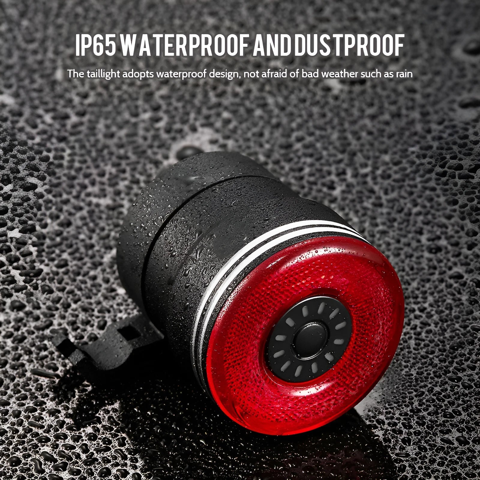 Black smart brake sensing USB rechargeable bicycle taillight with aluminium alloy shell.