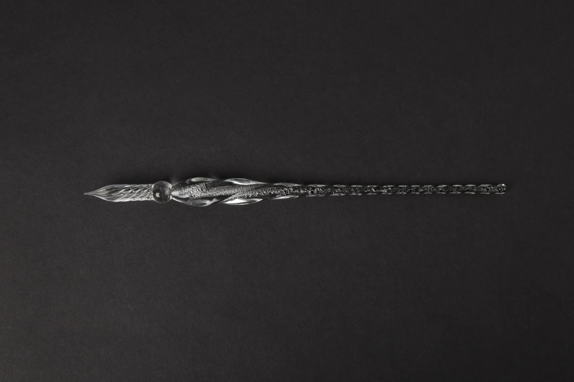 Transparent hand-blown glass crystal pen with coloured ink art effect in choice of 13 colours.