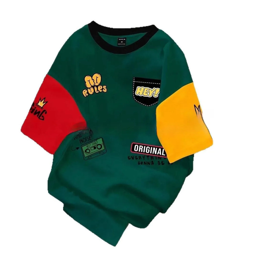Men's loose fit printed t-shirt with digital letters pattern in multiple colour options
