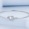 925 silver electroplated heart-shaped moonstone bracelet Korean style on white background