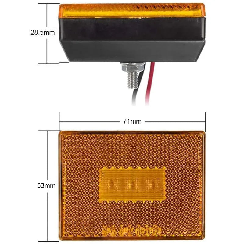 Red LED trailer side marker clearance lamp with 19cm wire on white background.