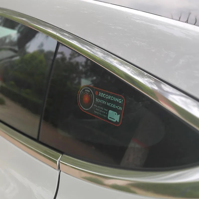 Tesla Sentry Mode warning sticker electrostatic decal measuring 11x5cm