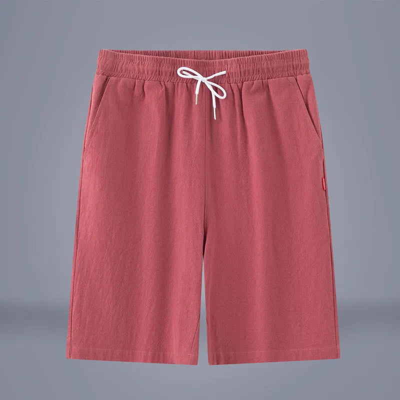 Chinese-style cotton linen cropped pants in Army Green colour with a drawstring waist.