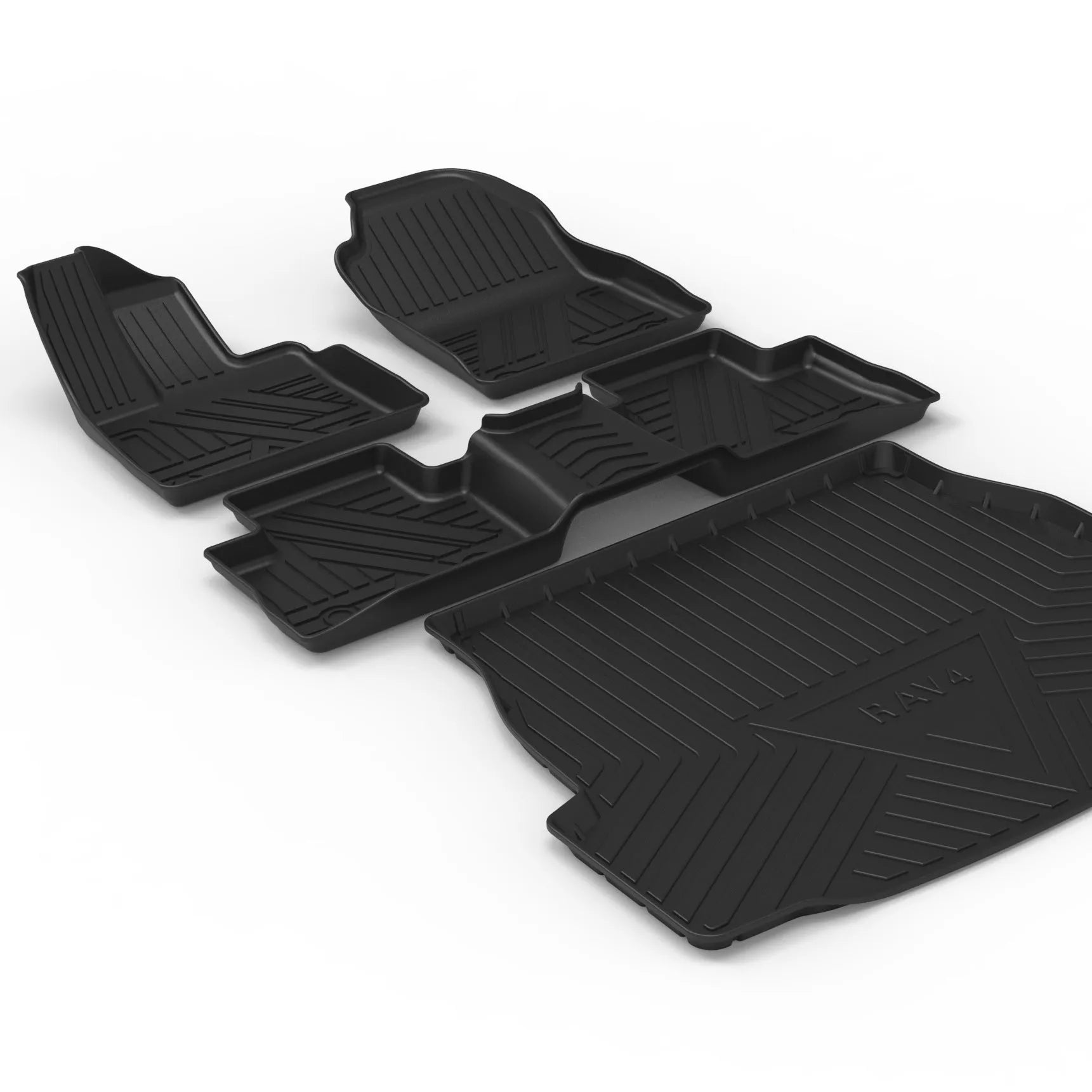 Black car trunk protection pad with a textured carbon fibre pattern, made from TPE material.