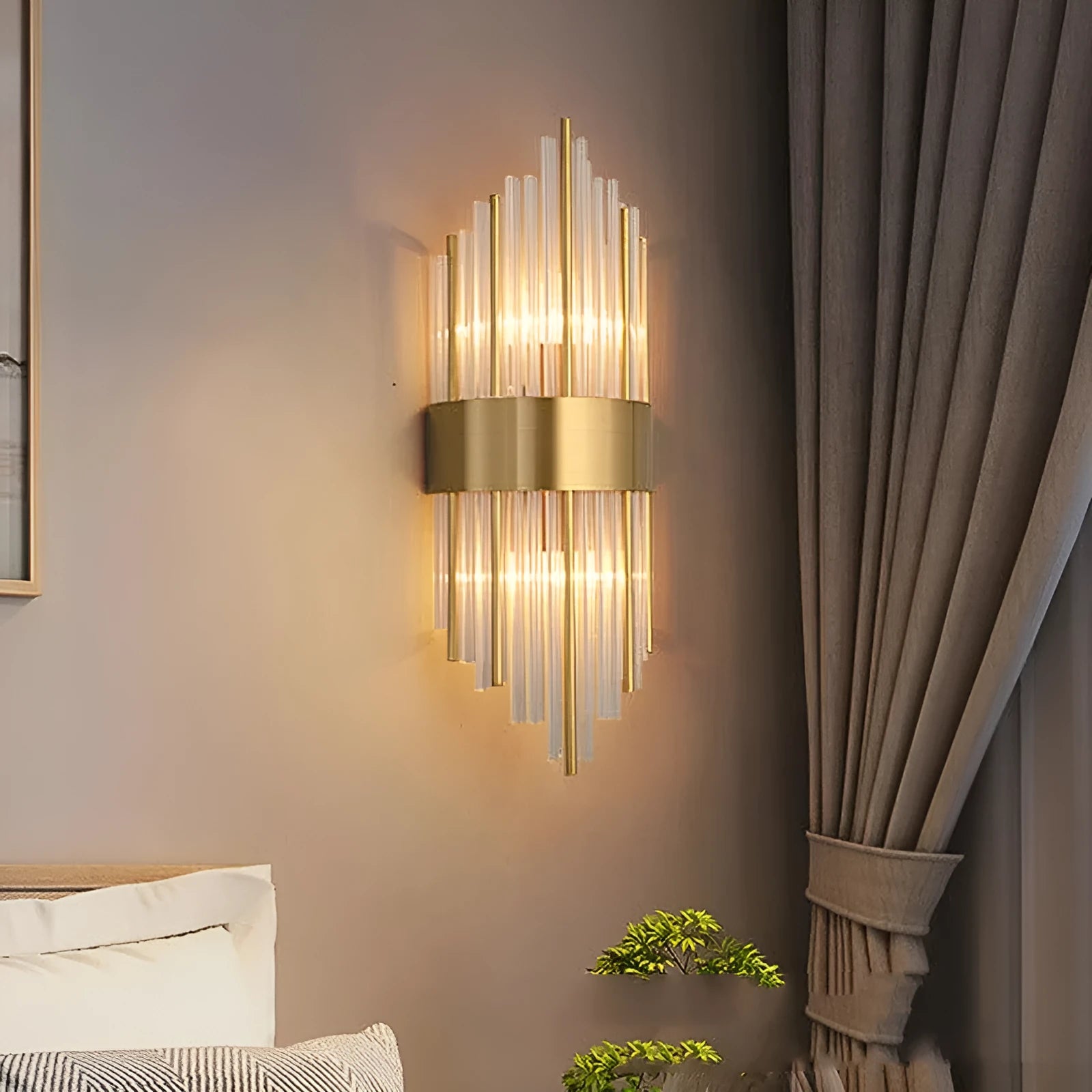 Modern crystal wall lamp in light luxury style with metal finish options