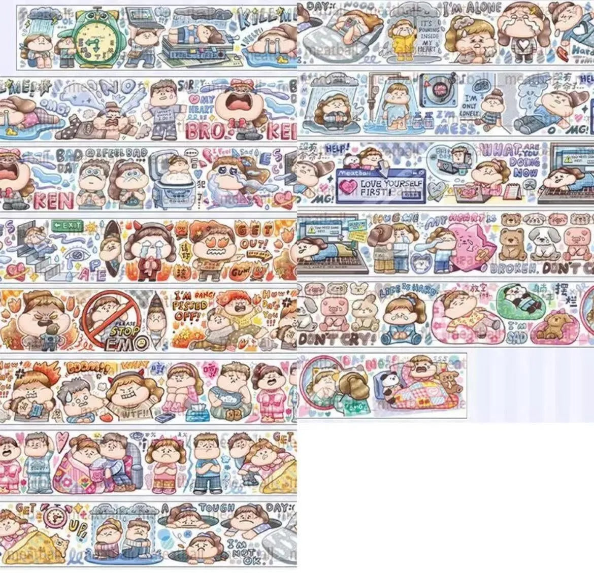 Haemorrhoid tape packaging stickers with cute cartoon characters printed on Japanese paper
