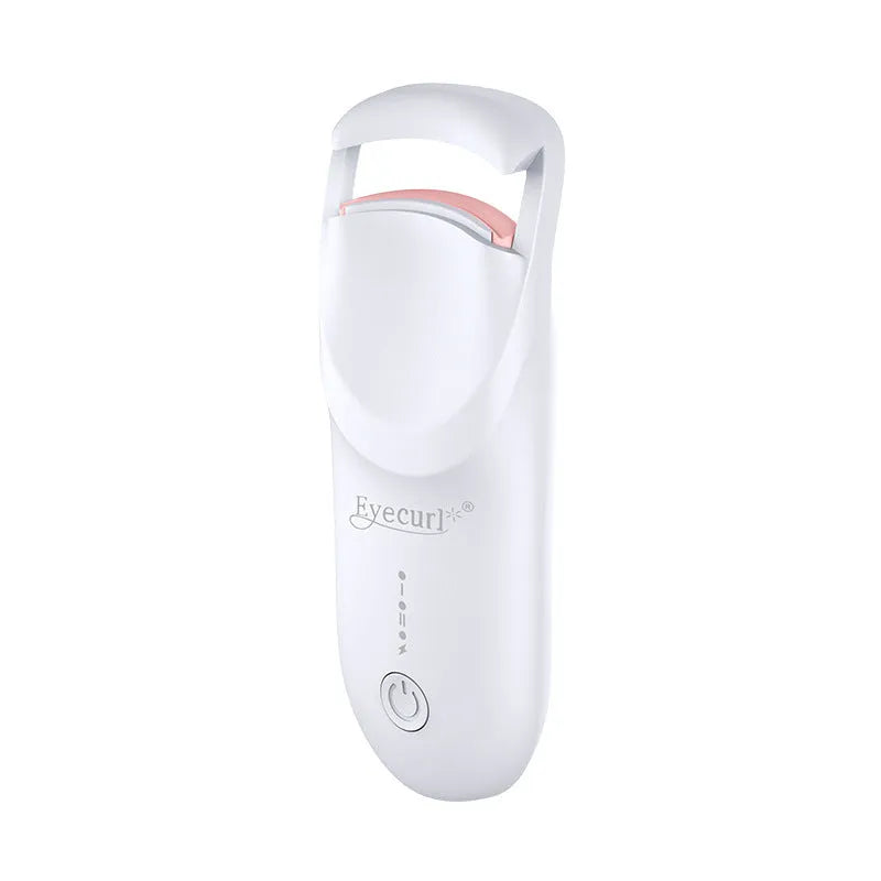 USB-rechargeable electric heating eyelash curler in cream white colour with cable