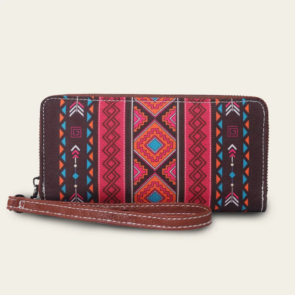 Bohemian stripe canvas RFID-blocking wallet in multiple colours with anti-theft protection