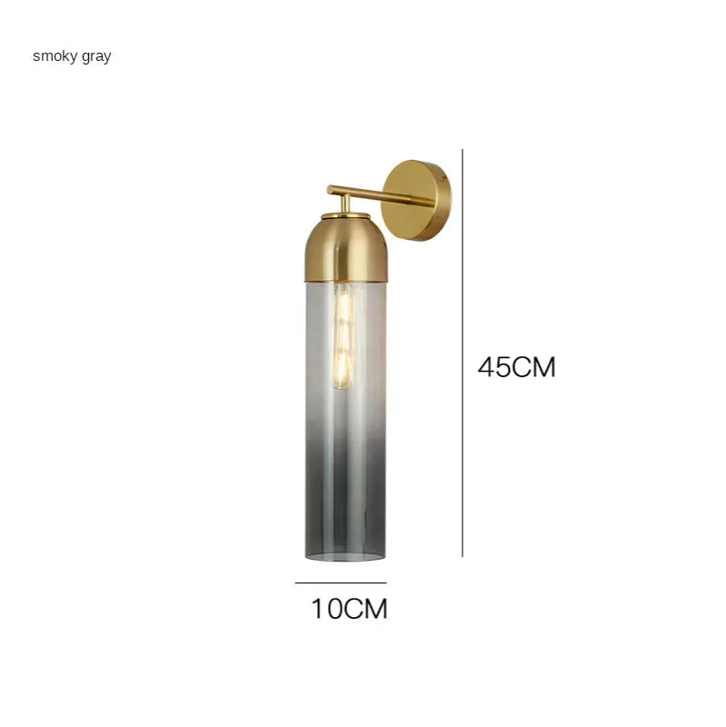 Nordic postmodern minimalist glass wall lamp in choice of five light colours on a plain wall
