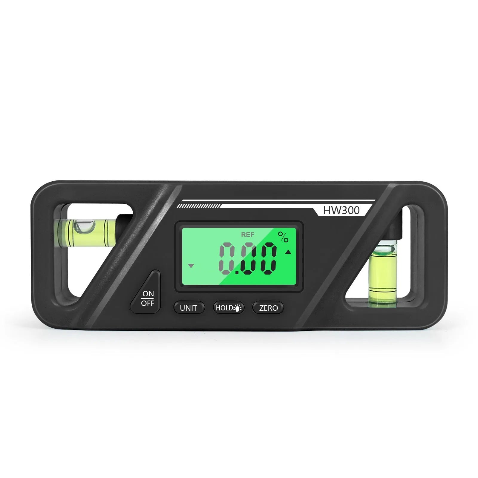 Digital inclinometer level meter with magnetic base showing angle measurement on display