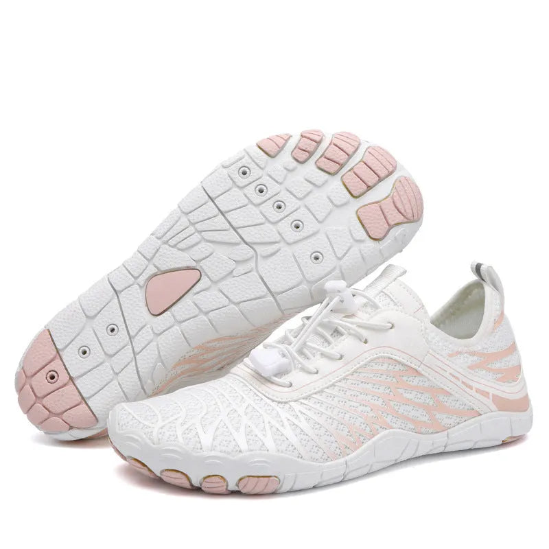 Outdoor sports casual shoes in various colours with lace-up front and rubber sole.