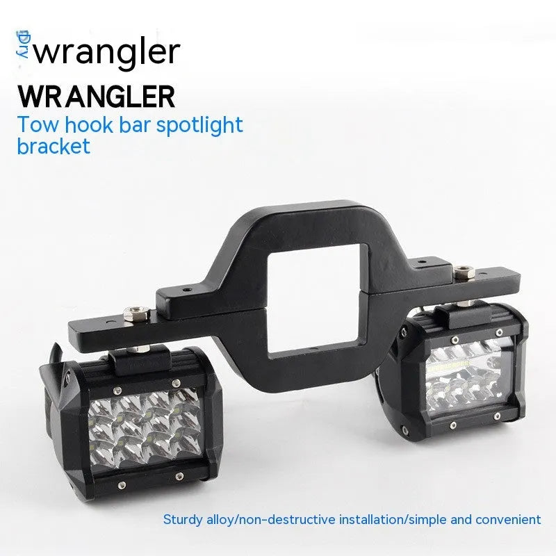 Black aluminium alloy LED reversing light bracket for a Jeep Wrangler.