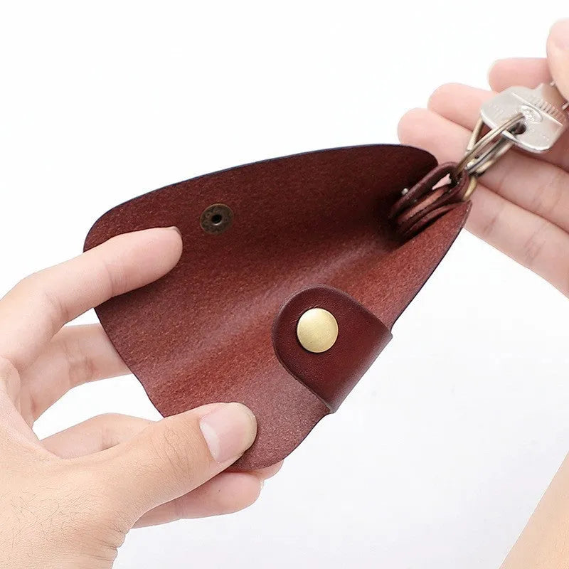 Genuine leather handmade car key case in black, brown, coffee and purplish red colours