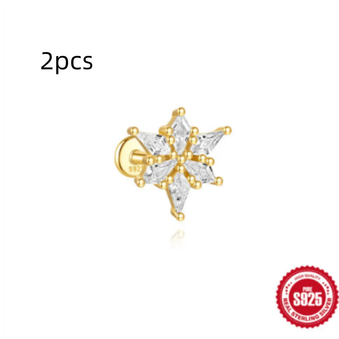 S925 sterling silver water drop earrings with a flat spiral design in a gold electroplated finish.