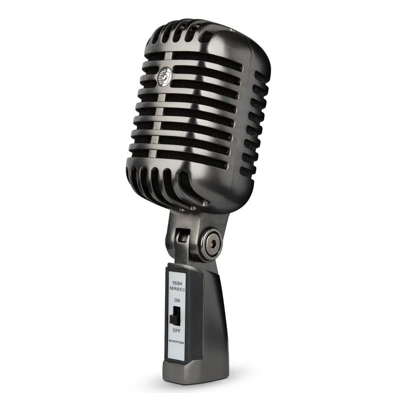 Retro-style professional condenser microphone in FG2 colour with USB-C cable for karaoke and recording.