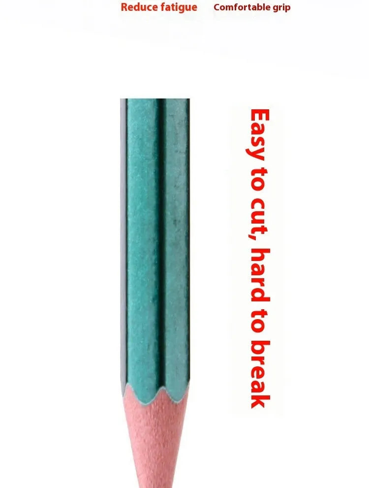 Green Rod wooden pencil set with six-angle shape containing HB and 2B graphite grades