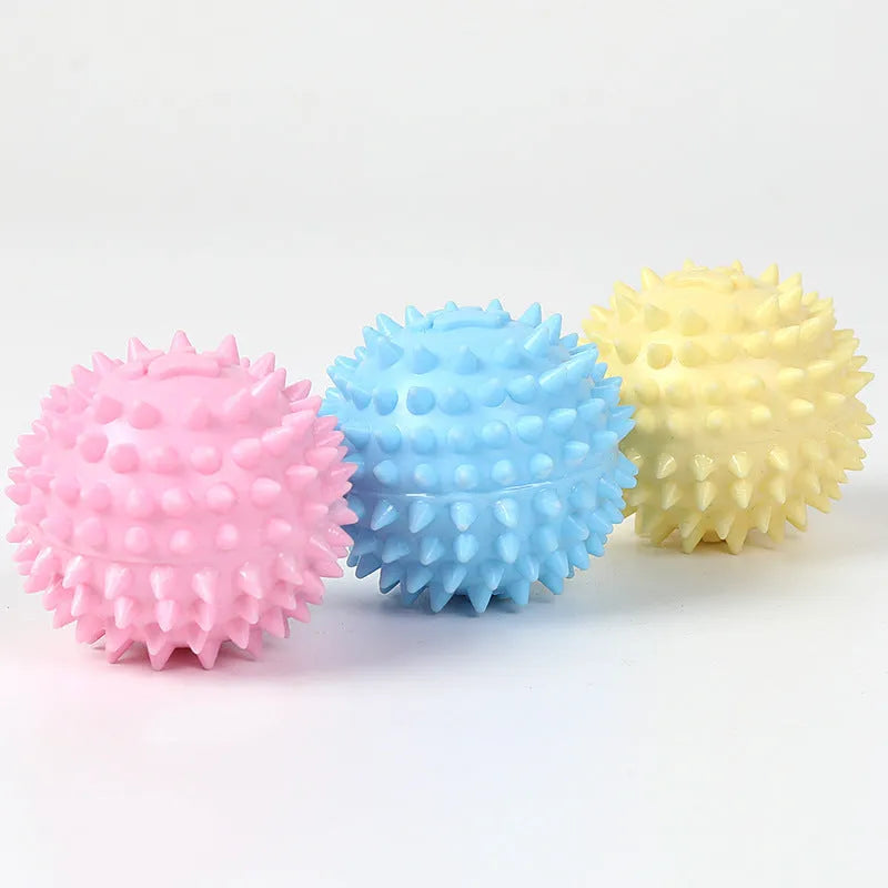 Blue TPR footprint dog chewing ball 6cm diameter pet dental toy