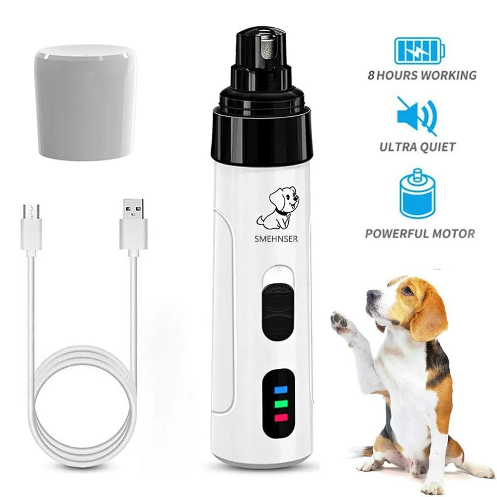 Electric dog nail trimmer with LED digital display and dust collection port