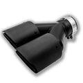 Black carbon fibre car exhaust silencer with double outlet tail nozzle, 250mm length