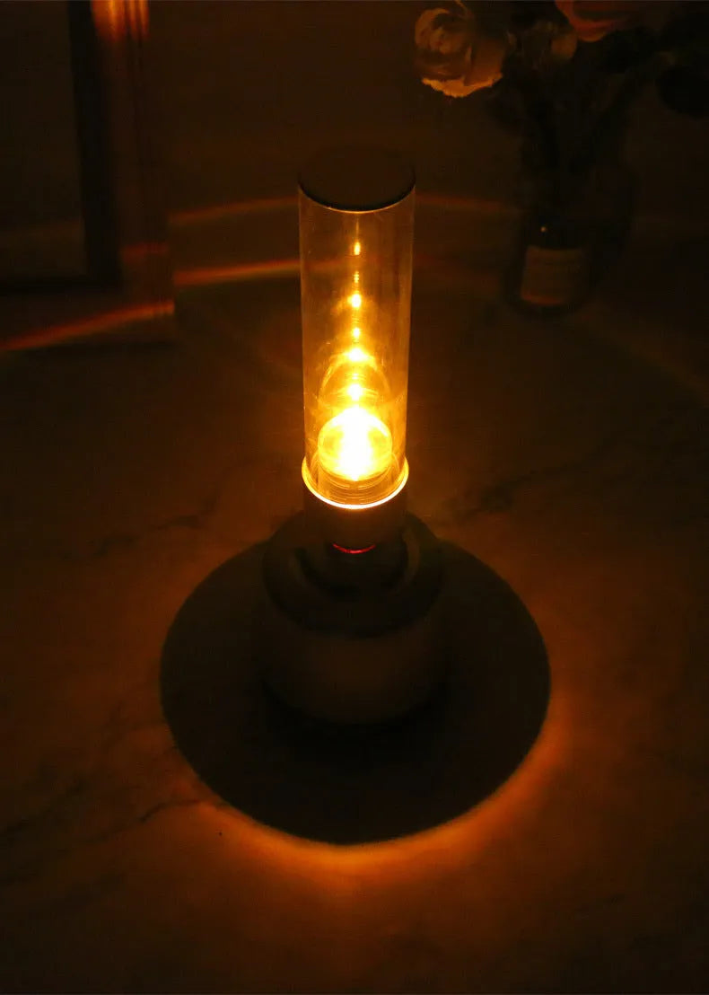 White silver Bluetooth speaker night light with LED atmosphere lighting in plexiglass tube