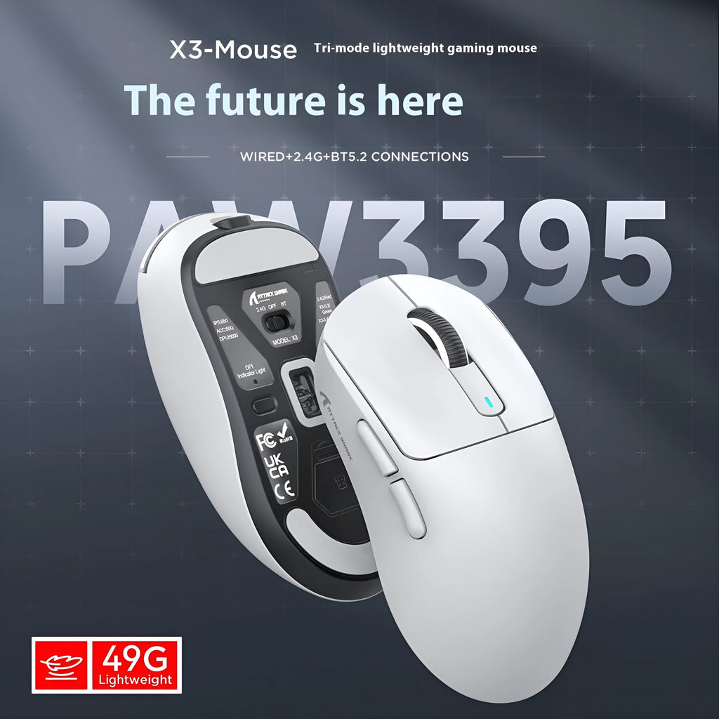 Three-mode rechargeable lightweight computer mouse in multiple colour options with USB receiver and charging cord