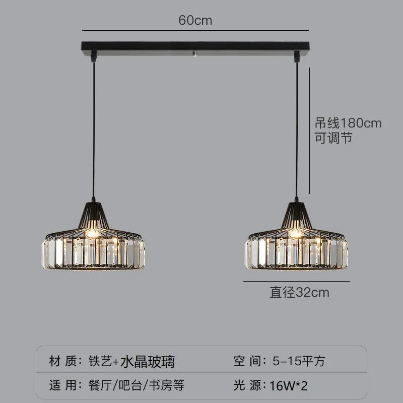 Modern crystal ceiling pendant lamp with LED lighting in gold finish showing crystal decorative elements