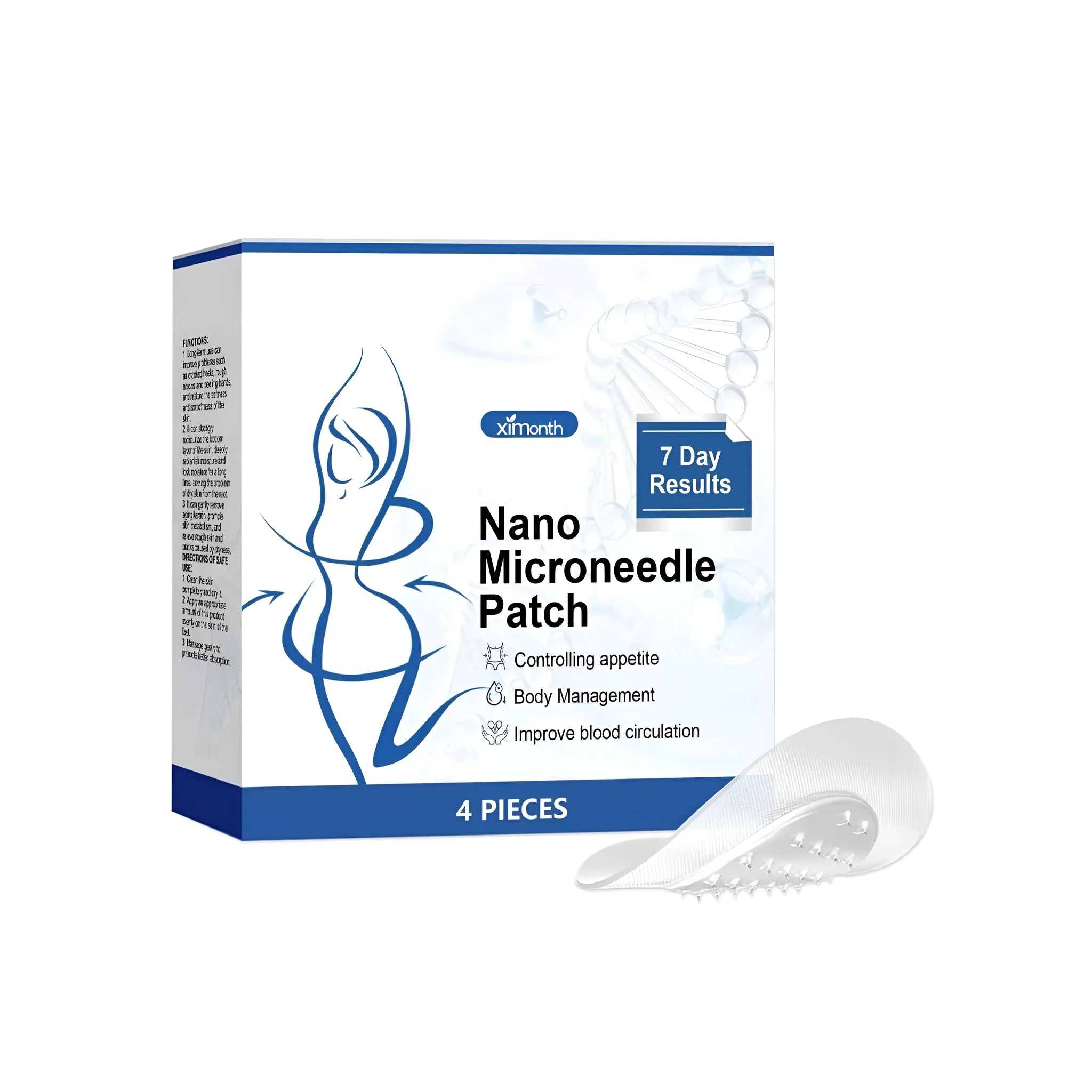 Four nano microneedle body shaping patches with cinnamon, ginger and mugwort extracts