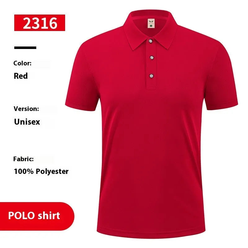 Ice silk polo shirt with advertising logo in viscose polyester fabric, short sleeve pullover style