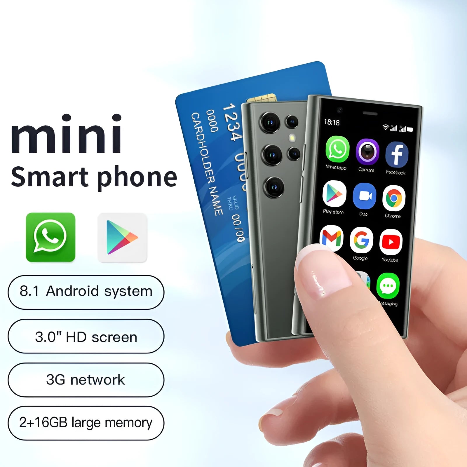 S23PRO XS15 mini Android smartphone with 30mm straight plate screen in black, green, or pink purple colours