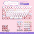 Sweet Cotton Candy pastel pink mechanical keyboard keycaps set with double-shot legends