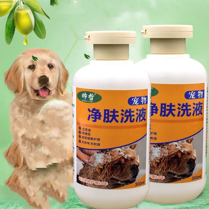 300ml bottle of pet medicine body lotion and cleansing wash for dogs and cats.