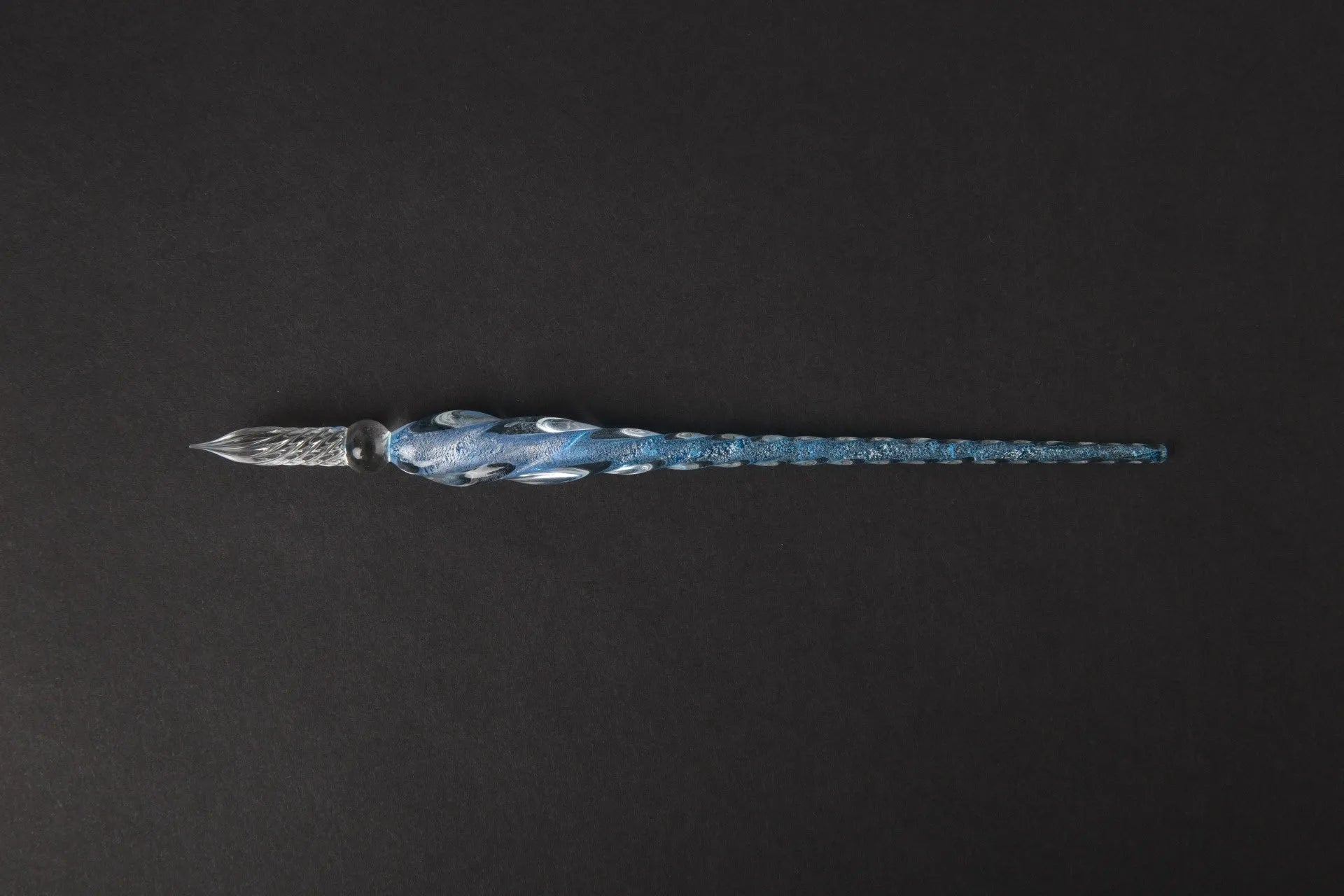 Transparent hand-blown glass crystal pen with coloured ink art effect in choice of 13 colours.