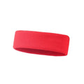 Solid colour sports anti sweat band with elastic widening design shown in black, red, blue, rose red, and sky blue.