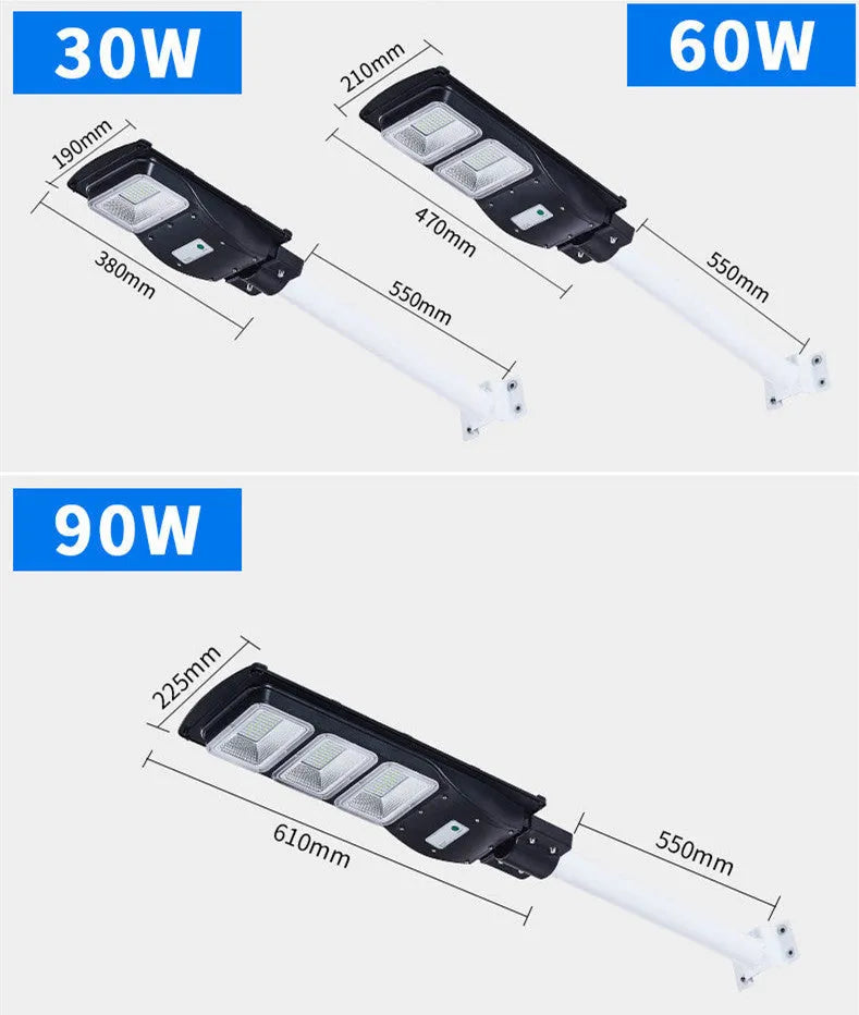 Integrated solar street light unit with solar panel and LED light in one housing